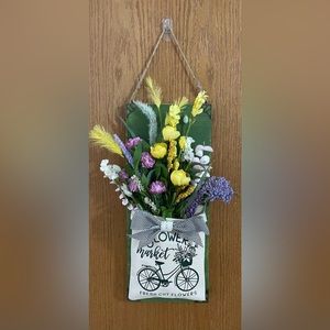 Handmade Wood “Flower Market” wall decor